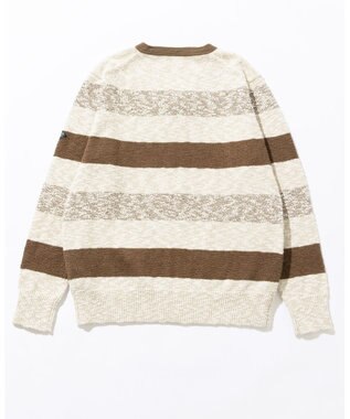 JOSEPH ABBOUD MOUNTAIN 【イタリア糸使用】 コットンスラブボーダー Vネック カーディガン ベージュ系2