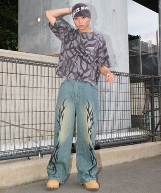 WEGO トライバルデニムパンツ デニム中濃加工色