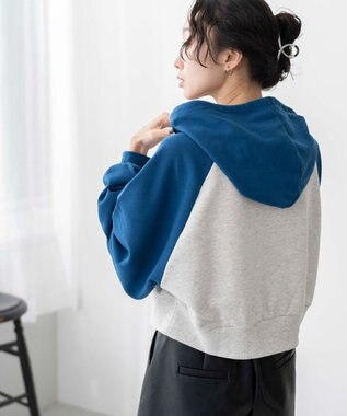 WEGO ラグランショートパーカー ブルー