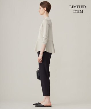 ICB L 【WEB限定・洗える】シンセティックヤーンスムース ペプラムニット トープ系