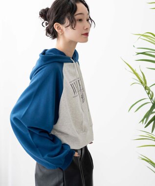 WEGO ラグランショートパーカー ブルー