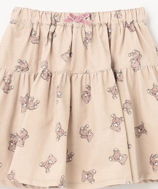 ANY KIDS チェック柄/アニマル柄スカパン ベージュ系クマ