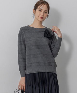 組曲 S 編み柄ディテールニット グレー系