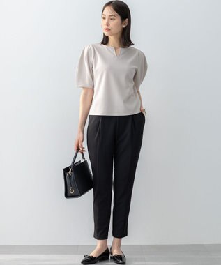 組曲 S 【WEB限定】ジョーゼットジャージーランタンスリーブ5分袖 ブラウス ベージュ系