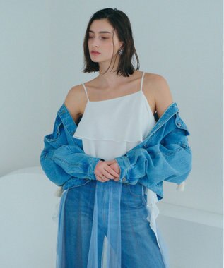 YECCA VECCA アシメラッフルオーバーキャミ White