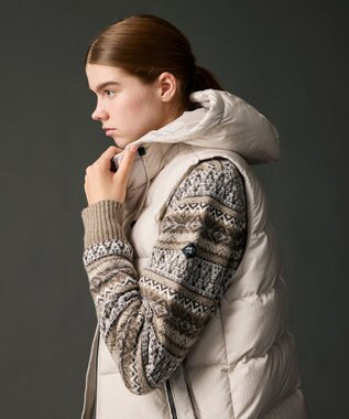 JOSEPH ABBOUD MOUNTAIN 【サステナブル/軽量/8ポケット/JAPANファブリック】ライトナイロンワッシャー アウトドアダウンベスト アイボリー系