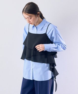 YECCA VECCA アシメラッフルオーバーキャミ Black