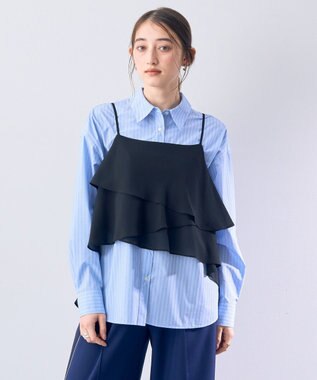 YECCA VECCA アシメラッフルオーバーキャミ Black