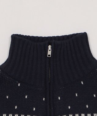 WEGO ノルディック柄ハーフジップニット ネイビー