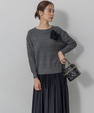 組曲 S 編み柄ディテールニット グレー系