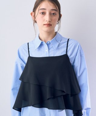 YECCA VECCA アシメラッフルオーバーキャミ Black