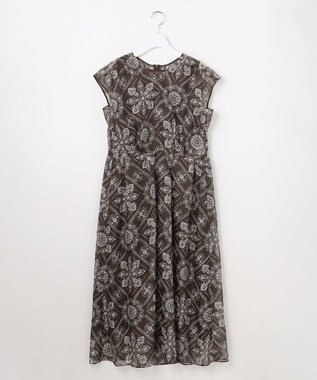 自由区 ロータスタイルプリント ワンピース ブラウン