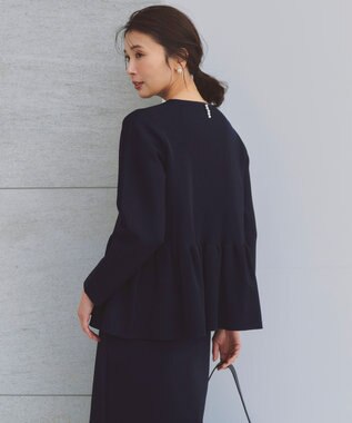 UNFILO L BEAUTY FORM KNIT ペプラムセットアップ ネイビー