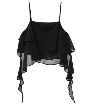 YECCA VECCA アシメラッフルオーバーキャミ Black