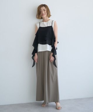 YECCA VECCA アシメラッフルオーバーキャミ Black