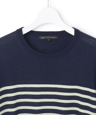 23区 【WEB限定カラーあり/洗える】ウーステッドウール ワイドシルエット ニット [WEB限定]ネイビー×アップル