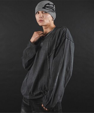 WEGO 【ユニセックス着用ITEM】MA55IVE　コールドダイスウィッチングロゴT（LS） スミクロ