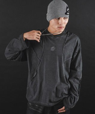 WEGO 【ユニセックス着用ITEM】MA55IVE　コールドダイスウィッチングロゴT（LS） スミクロ