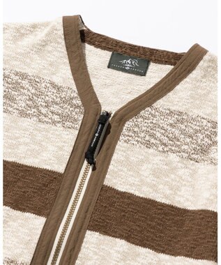 JOSEPH ABBOUD MOUNTAIN 【イタリア糸使用】 コットンスラブボーダー Vネック カーディガン ベージュ系2