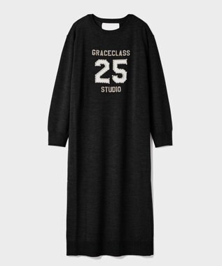 GRACE CONTINENTAL ナンバーモチーフニットワンピース ブラック