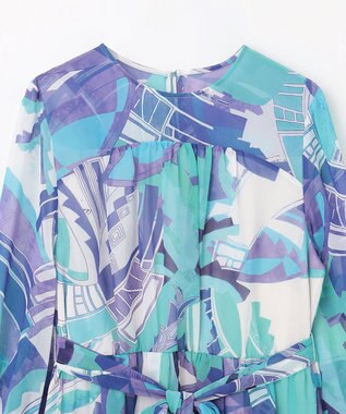 GRACE CONTINENTAL アールデコリゾートプリントワンピース ブルー