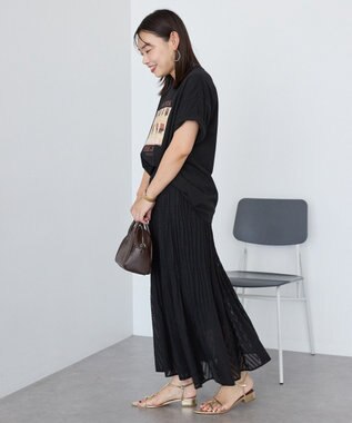 AMERICAN HOLIC カットジャガードプリーツスカート Black