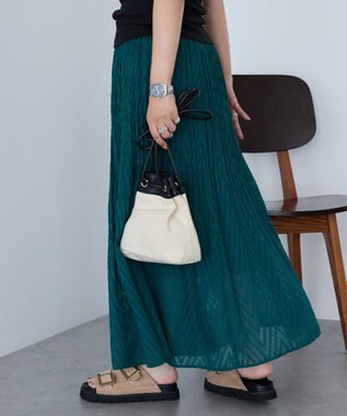 AMERICAN HOLIC カットジャガードプリーツスカート Dark Green