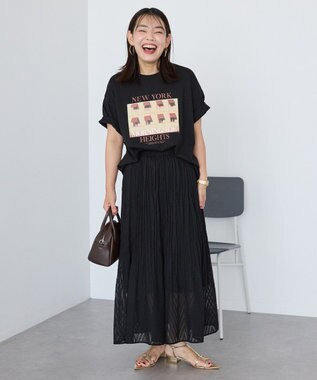 AMERICAN HOLIC カットジャガードプリーツスカート Black