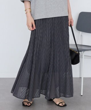 AMERICAN HOLIC カットジャガードプリーツスカート Charcoal Gray