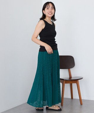 AMERICAN HOLIC カットジャガードプリーツスカート Dark Green