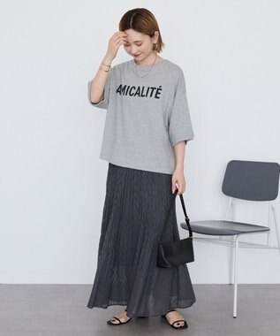 AMERICAN HOLIC カットジャガードプリーツスカート Charcoal Gray