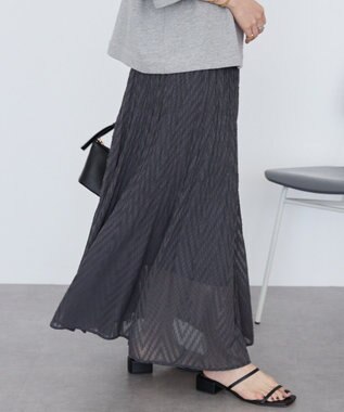 AMERICAN HOLIC カットジャガードプリーツスカート Charcoal Gray