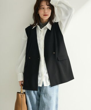 Green Parks Ｏ．洗えてストレッチ　Ｗボタンベスト Black