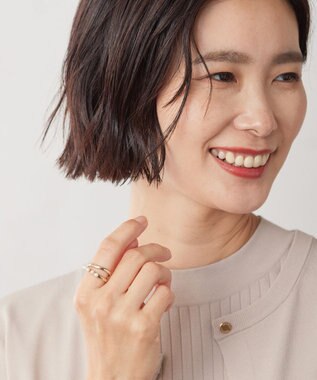 J.PRESS LADIES 【WEB限定】3way チャーム付き パール イヤカフ リング ホワイト系