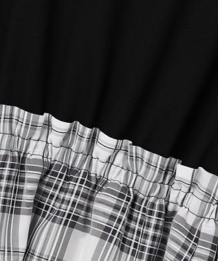 ANY SIS ファブリックドッキング ワンピース ブラック×ブロックチェック