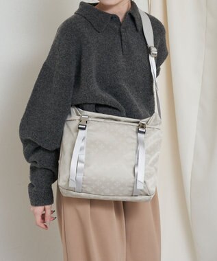 russet ナイロンジャガードメタルバックルショルダーバッグ M(CE-1671)