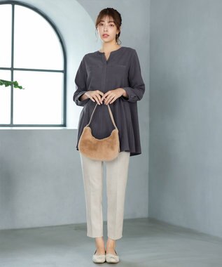 Tiaclasse L 【洗える】スエード調チュニック チャコールグレー