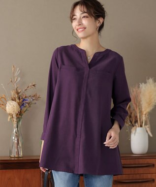 Tiaclasse L 【洗える】スエード調チュニック パープル