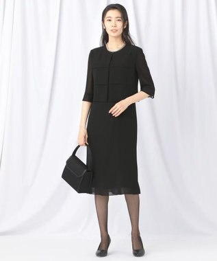 自由区 FORMAL 【人気NO.1 / 洗える】ボレロ風ワンピース ブラック系