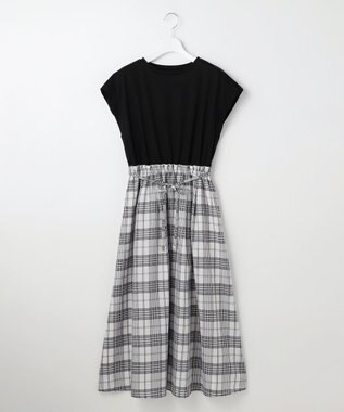 ANY SIS ファブリックドッキング ワンピース ブラック×ブロックチェック