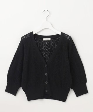 Feroux 【ご好評につき今季も登場！・洗える】透かし編み カーディガン ピンク系