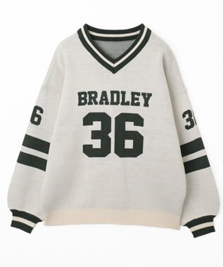 WEGO ナンバリングジャガードVネックニット ホワイトアイボリー