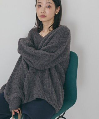 AMERICAN HOLIC ミニシャギーラメニットプルオーバー Charcoal Gray