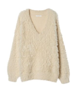 Green Parks フェザーＶネックニットプルオーバー Ivory