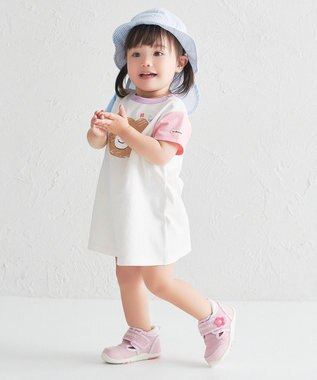 MIKI HOUSE HOT BISCUITS 【44-54cm】サッカー素材 ストライプ柄クロッシェ(帽子) ブルー