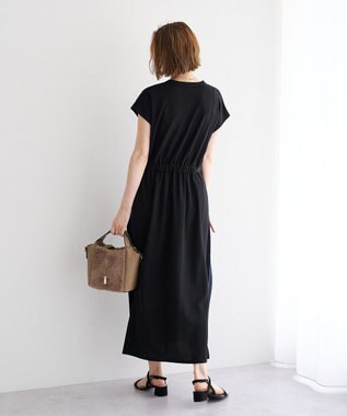 YECCA VECCA ベルテッドプリーツ切替ワンピース Black