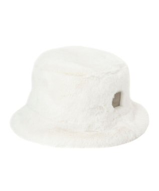 MOONBAT 【雑誌掲載／ラ・ファーファ1月号】FURLA レザーネーム付フェイクファーバケットハット オフホワイト