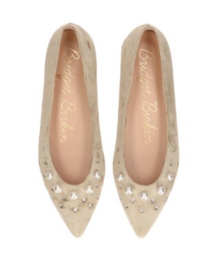 Bridget Birkin 【Bridget Birkin】パールストーンベロアパンプス ベージュ雑材