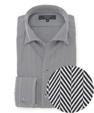  【ドレスシャツ】ツイルヘリンボンクレイジー