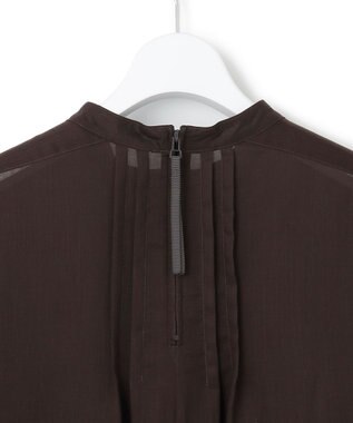 23区 【洗える】シアービエラ チュニック ブラウス ダークブラウン系